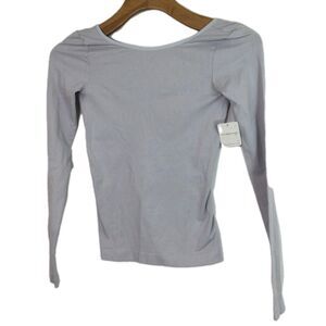 Women's Long Sleeve Boatneck Top - Light Gray